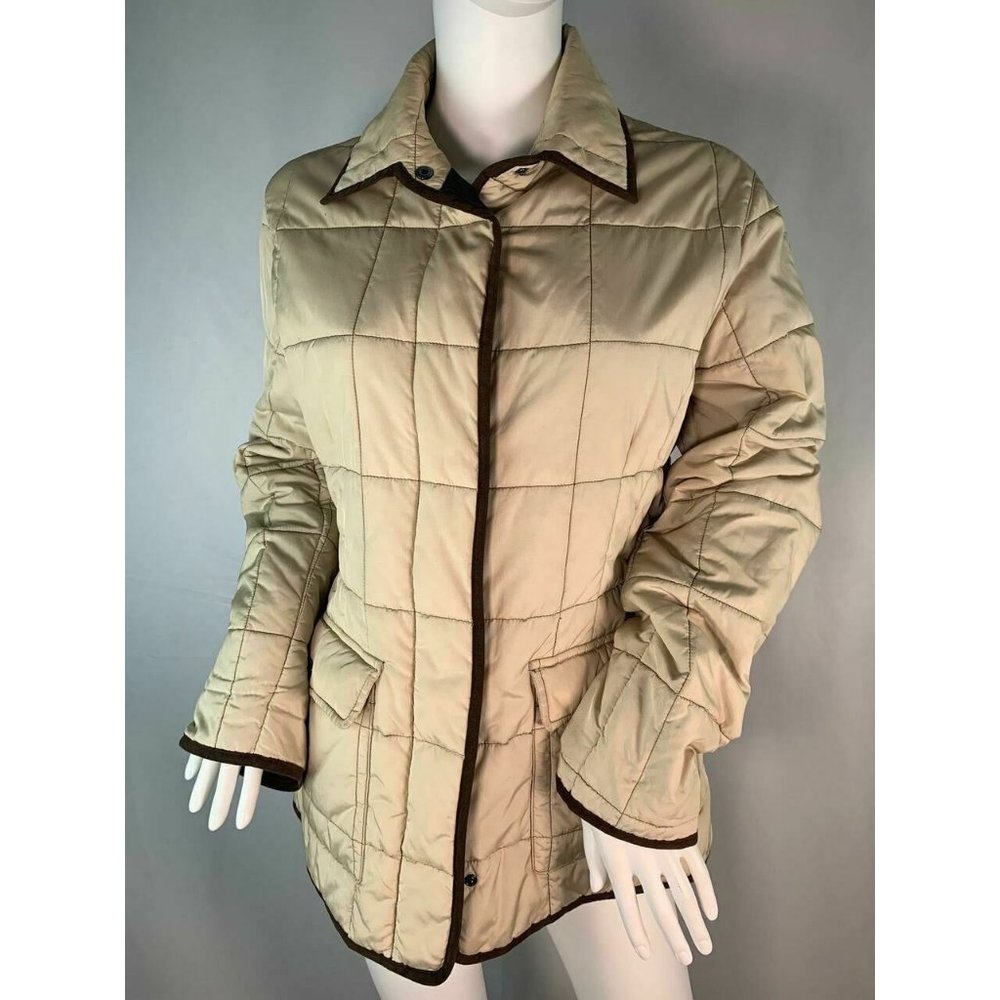 Burberry London Light Tan Brown Quilted Jacket Coa